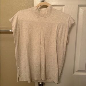 Ann Taylor Factory Cream Mock Neck Blouse
